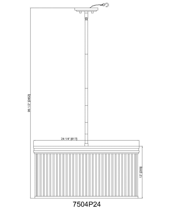 Chandelier Z-Lite 7504P24-MB Matte Black Carnaby 6 Light Chandelier Z-Lite