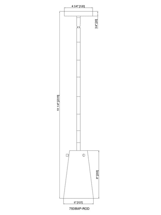 Pendant Z-Lite 7508MP-ROD-CH Chrome Kira 1 Light Pendant Z-Lite