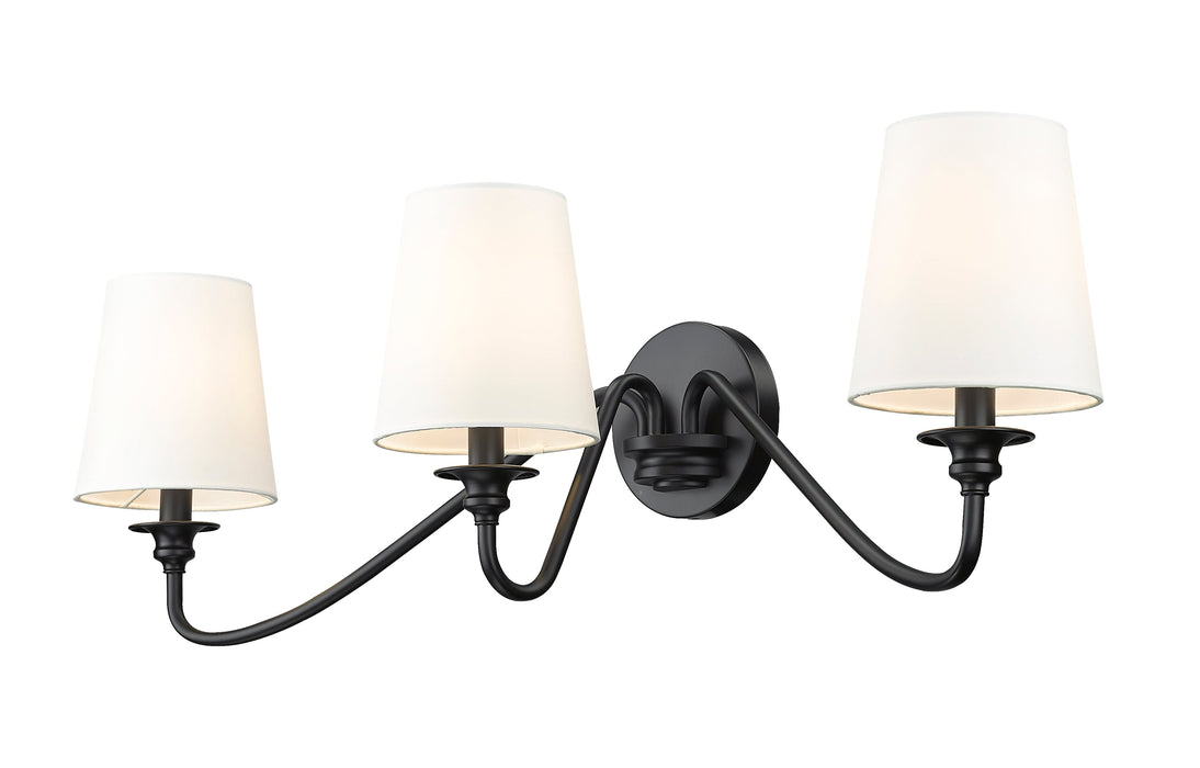 Wall Sconce Z-Lite 7509-3S-MB Matte Black Gianna 3 Light Wall Sconce Z-Lite