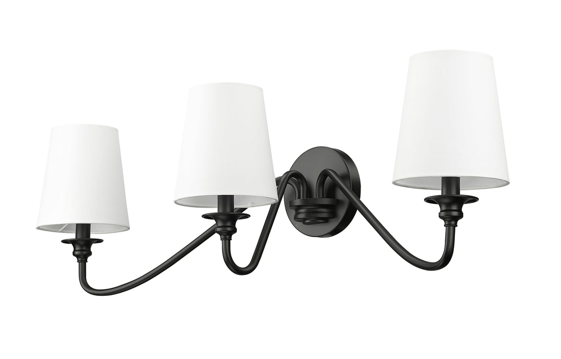 Wall Sconce Z-Lite 7509-3S-MB Matte Black Gianna 3 Light Wall Sconce Z-Lite