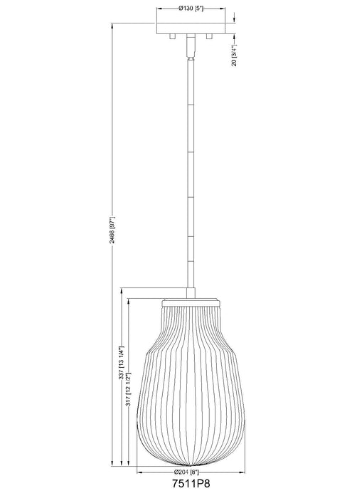 Pendant Z-Lite 7511P8-MB Matte Black Newbury 1 Light Pendant Z-Lite