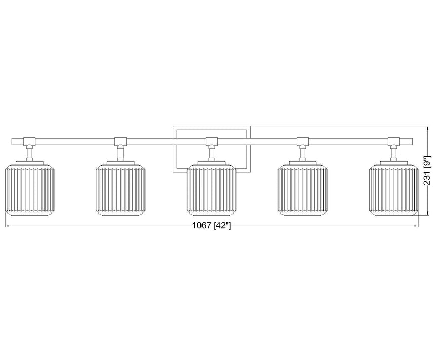 Vanity Z-Lite 7515-5V-MGLD Modern Gold Landon 5 Light Vanity Z-Lite