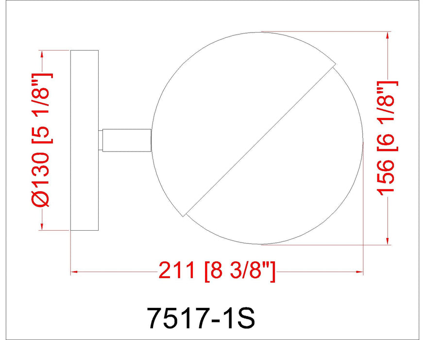 Wall Sconce Z-Lite 7517-1S-BN Brushed Nickel Realm Sphere 1 Light Wall Sconce Z-Lite