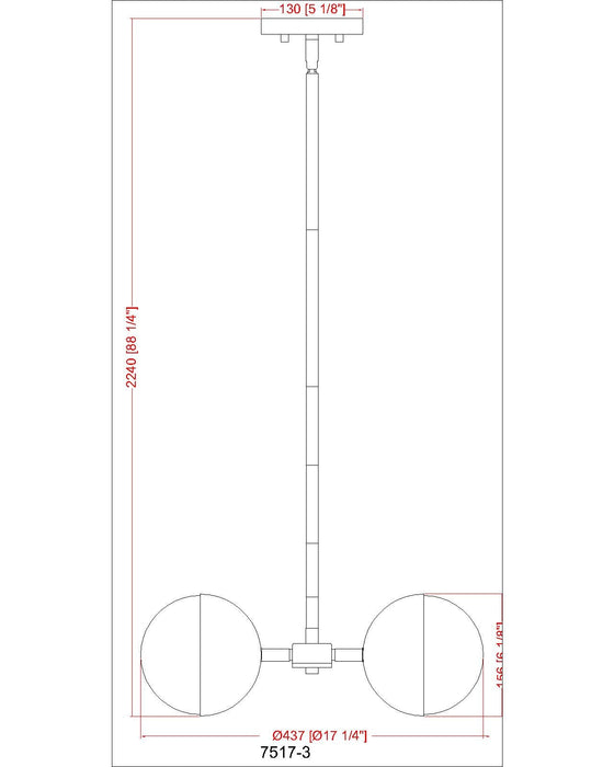 Chandelier Z-Lite 7517-3BN Brushed Nickel Realm Sphere 3 Light Chandelier Z-Lite