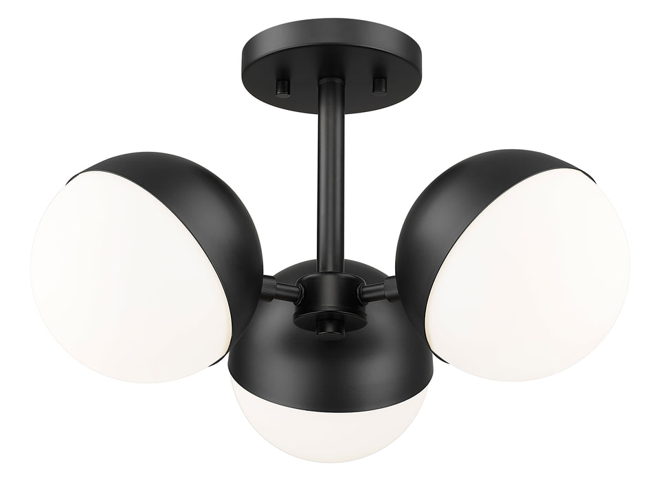 Semi Flush Mount Z-Lite 7517-3SF-MB Matte Black Realm Sphere 3 Light Semi Flush Mount Z-Lite