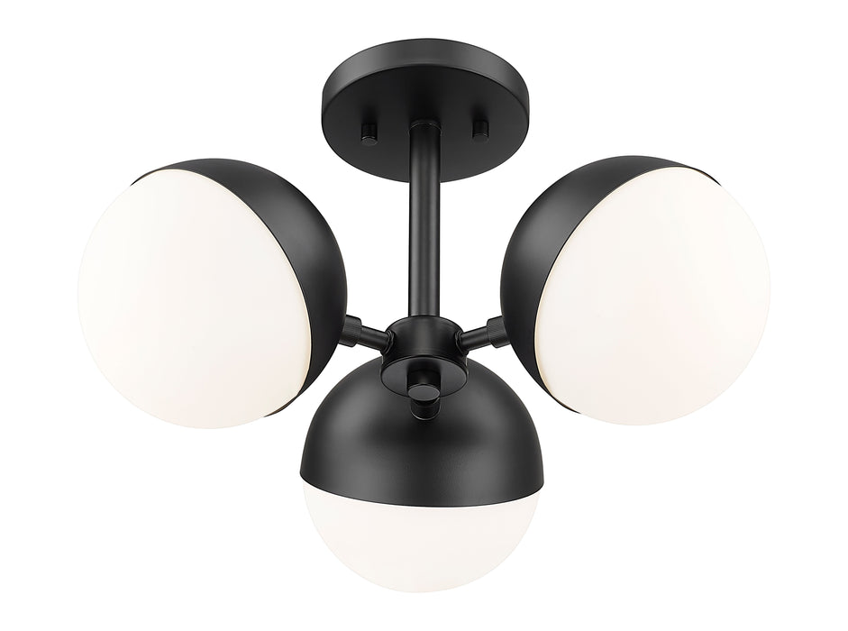 Semi Flush Mount Z-Lite 7517-3SF-MB Matte Black Realm Sphere 3 Light Semi Flush Mount Z-Lite