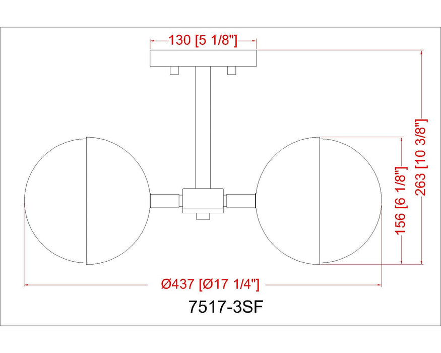 Semi Flush Mount Z-Lite 7517-3SF-MB Matte Black Realm Sphere 3 Light Semi Flush Mount Z-Lite