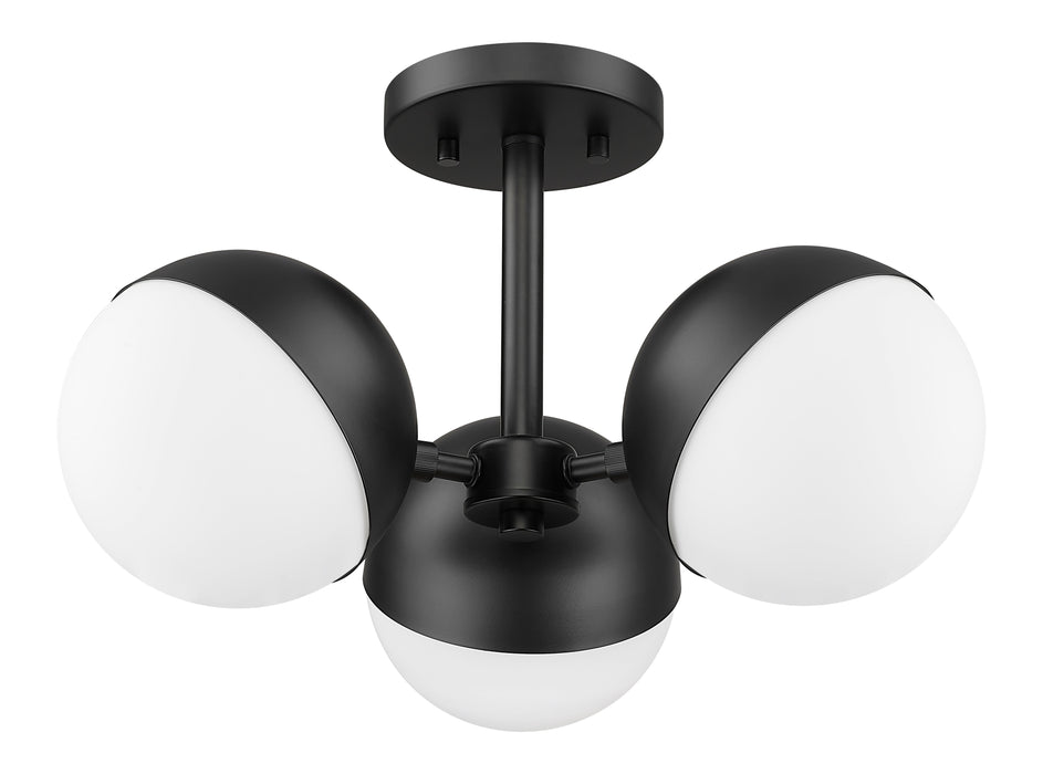 Semi Flush Mount Z-Lite 7517-3SF-MB Matte Black Realm Sphere 3 Light Semi Flush Mount Z-Lite