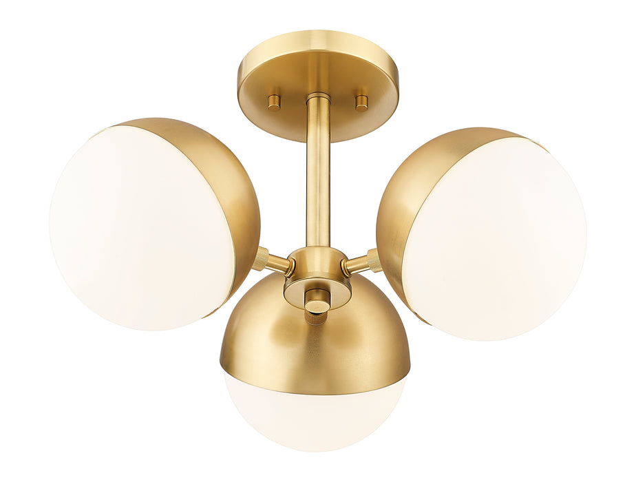 Semi Flush Mount Z-Lite 7517-3SF-MGLD Modern Gold Realm Sphere 3 Light Semi Flush Mount Z-Lite
