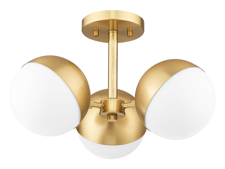 Semi Flush Mount Z-Lite 7517-3SF-MGLD Modern Gold Realm Sphere 3 Light Semi Flush Mount Z-Lite