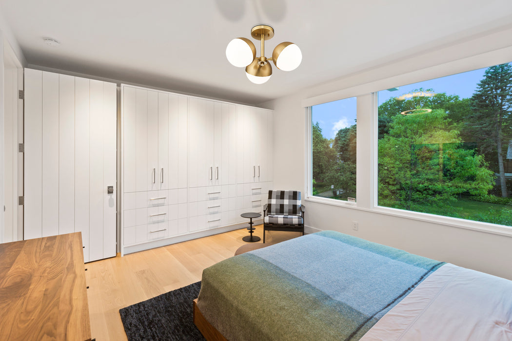 Semi Flush Mount Z-Lite 7517-3SF-MGLD Modern Gold Realm Sphere 3 Light Semi Flush Mount Z-Lite