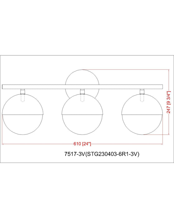 Vanity Z-Lite 7517-3V-BN Brushed Nickel Realm Sphere 3 Light Vanity Z-Lite