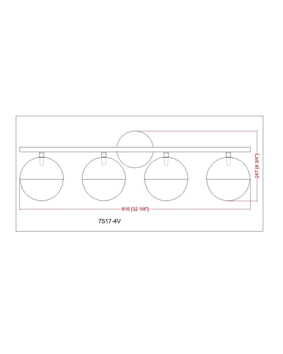 Vanity Z-Lite 7517-4V-BN Brushed Nickel Realm Sphere 4 Light Vanity Z-Lite