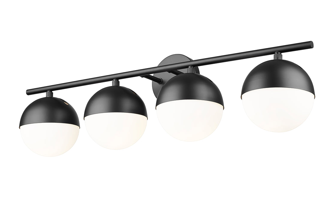 Vanity Z-Lite 7517-4V-MB Matte Black Realm Sphere 4 Light Vanity Z-Lite