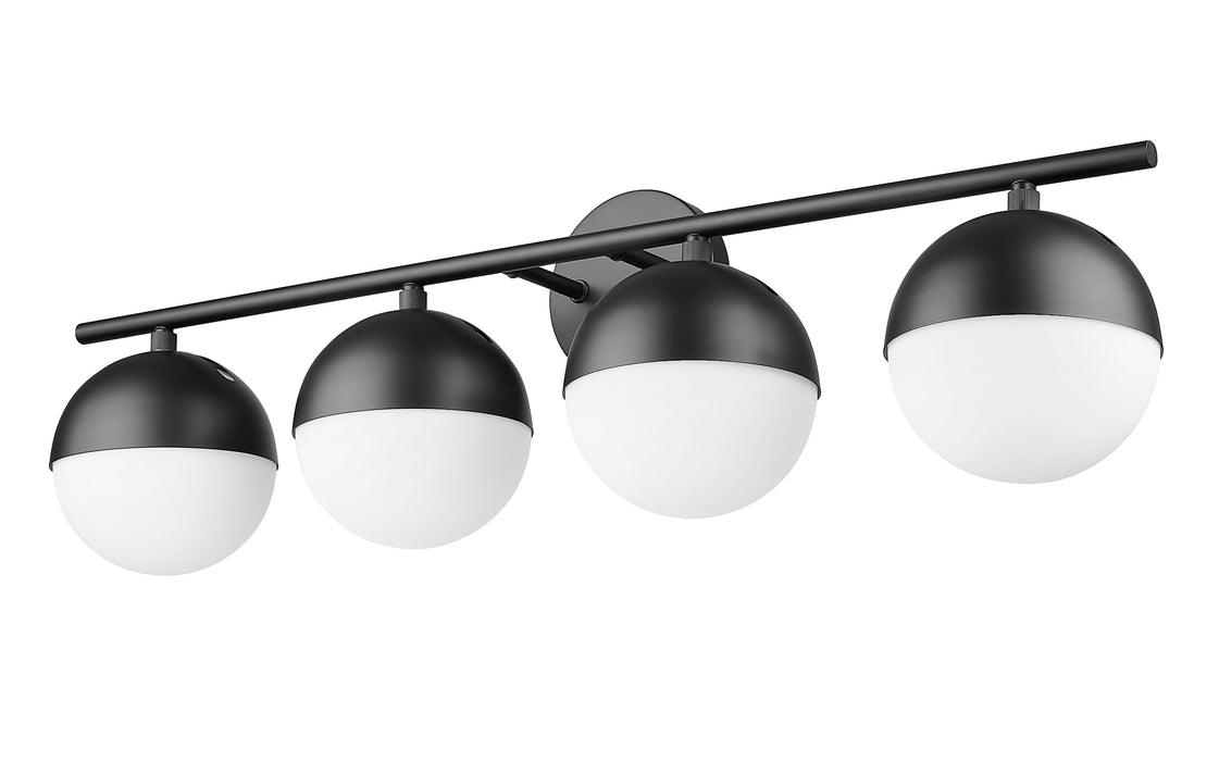 Vanity Z-Lite 7517-4V-MB Matte Black Realm Sphere 4 Light Vanity Z-Lite