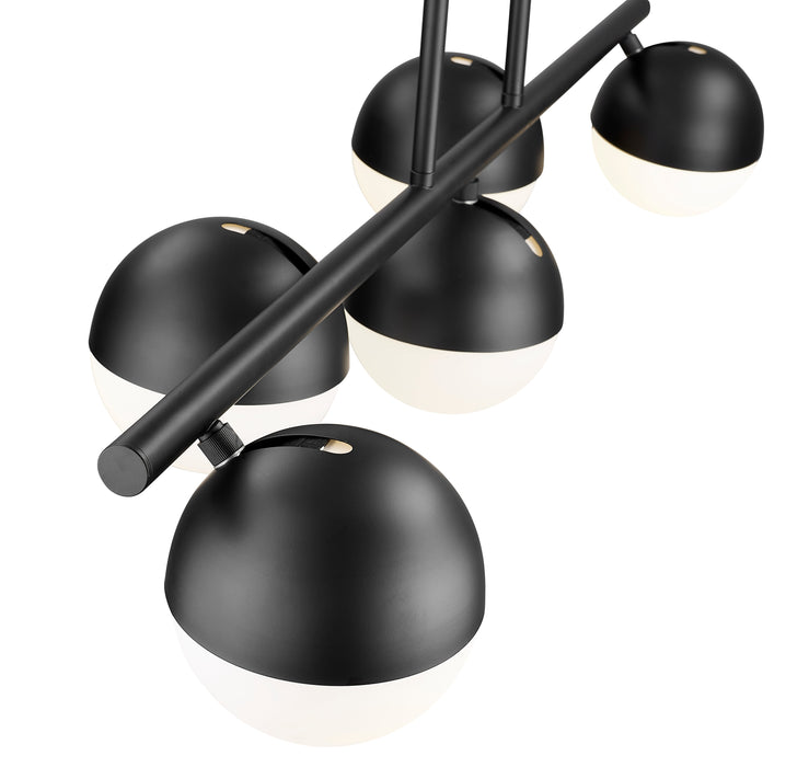 Linear Chandelier Z-Lite 7517-5L-MB Matte Black Realm Sphere 5 Light Linear Chandelier Z-Lite