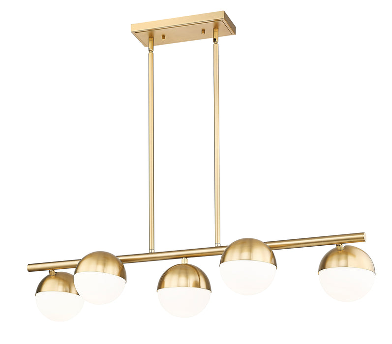 Linear Chandelier Z-Lite 7517-5L-MGLD Modern Gold Realm Sphere 5 Light Linear Chandelier Z-Lite