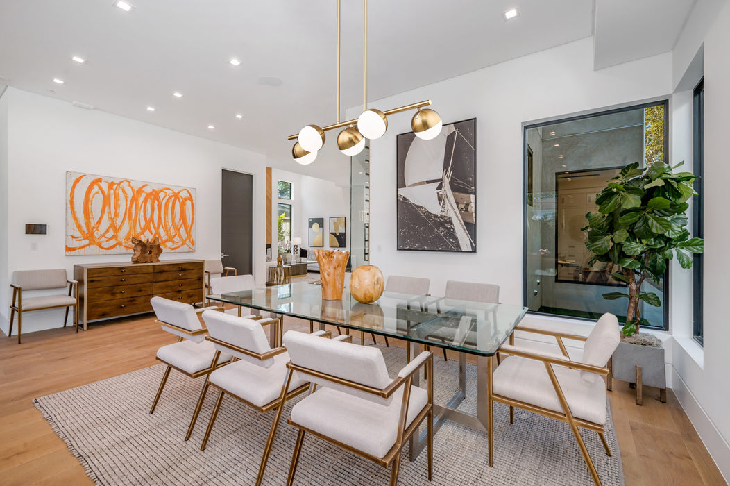 Linear Chandelier Z-Lite 7517-5L-MGLD Modern Gold Realm Sphere 5 Light Linear Chandelier Z-Lite