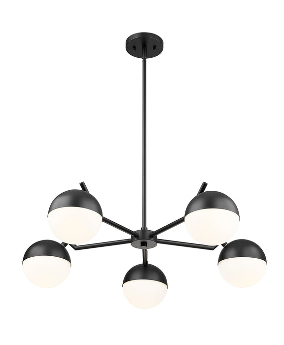 Chandelier Z-Lite 7517-5MB Matte Black Realm Sphere 5 Light Chandelier Z-Lite