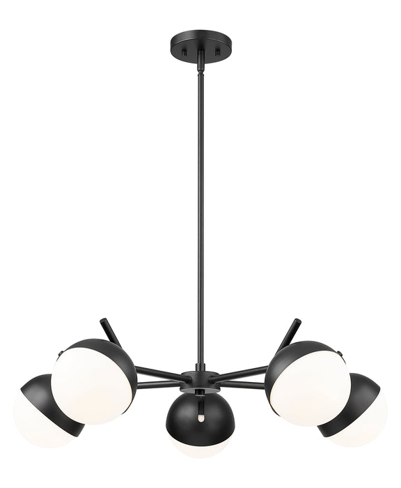Chandelier Z-Lite 7517-5MB Matte Black Realm Sphere 5 Light Chandelier Z-Lite