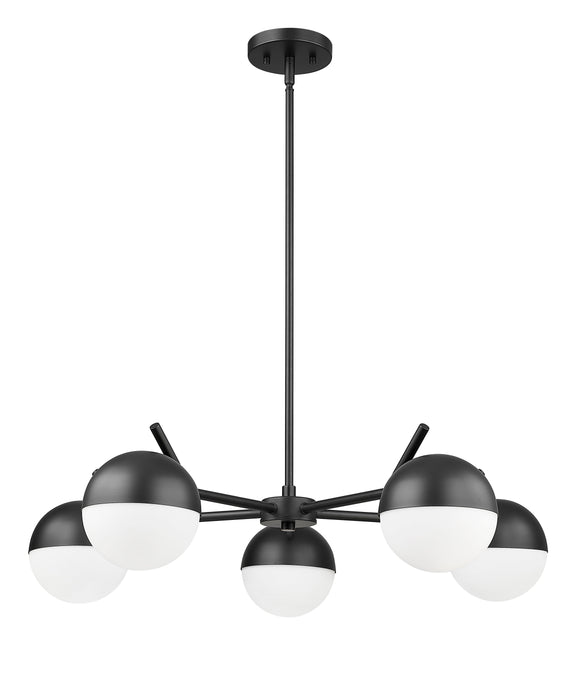Chandelier Z-Lite 7517-5MB Matte Black Realm Sphere 5 Light Chandelier Z-Lite