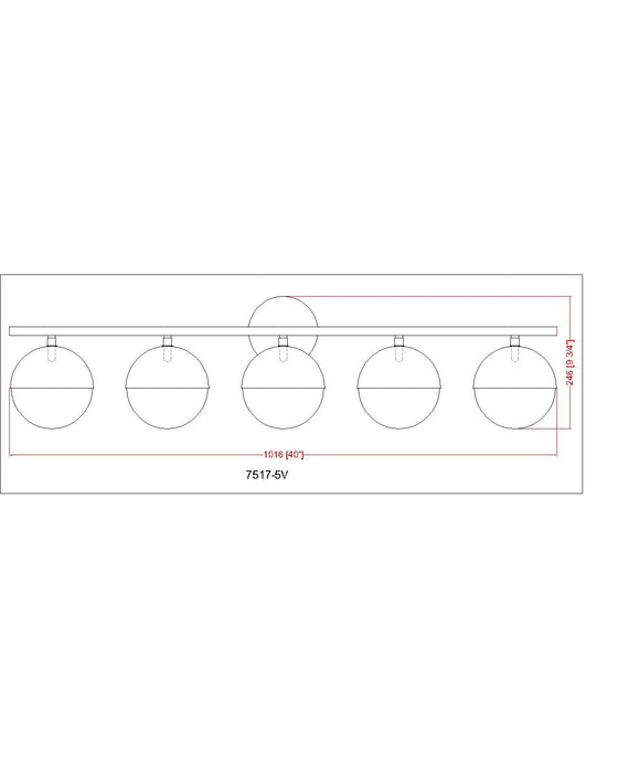 Vanity Z-Lite 7517-5V-BN Brushed Nickel Realm Sphere 5 Light Vanity Z-Lite