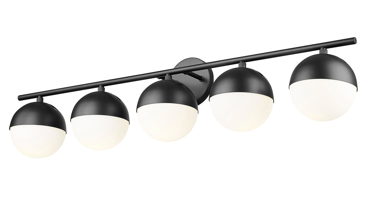 Vanity Z-Lite 7517-5V-MB Matte Black Realm Sphere 5 Light Vanity Z-Lite