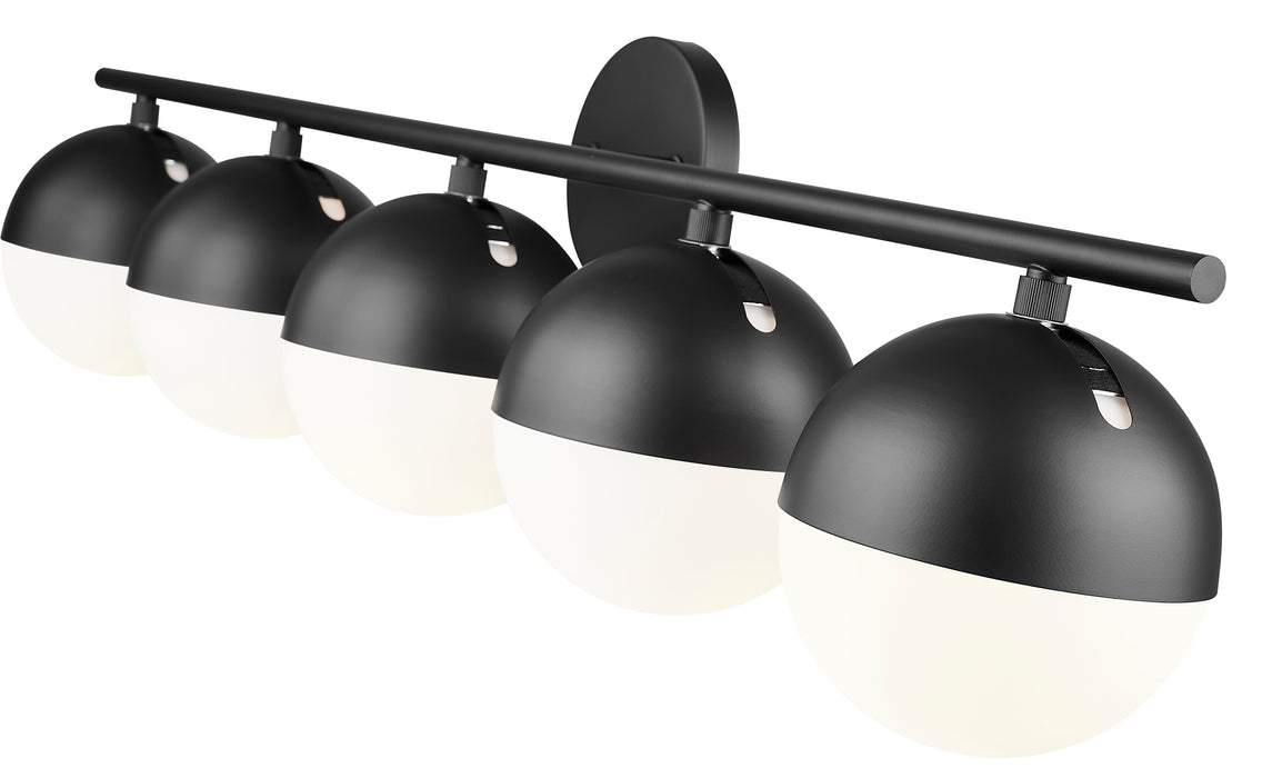 Vanity Z-Lite 7517-5V-MB Matte Black Realm Sphere 5 Light Vanity Z-Lite