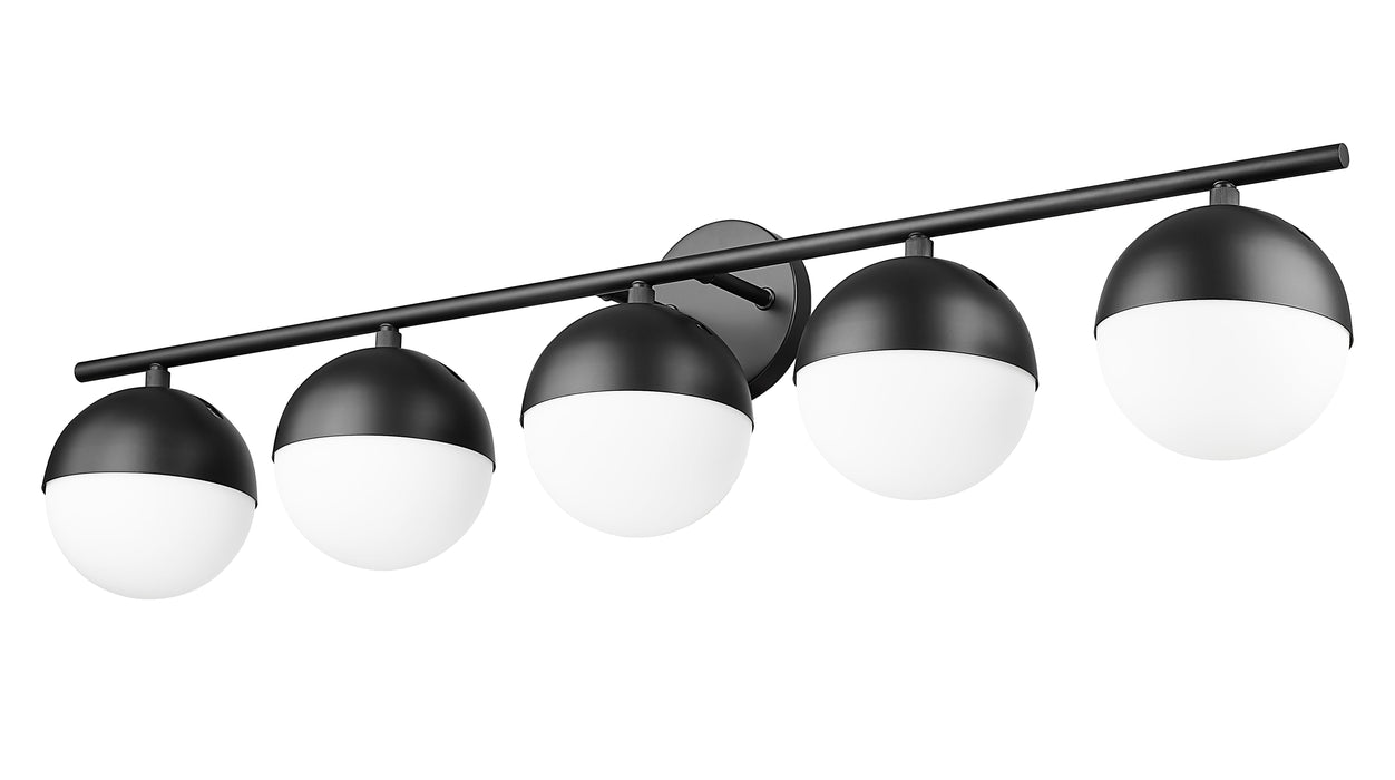 Vanity Z-Lite 7517-5V-MB Matte Black Realm Sphere 5 Light Vanity Z-Lite