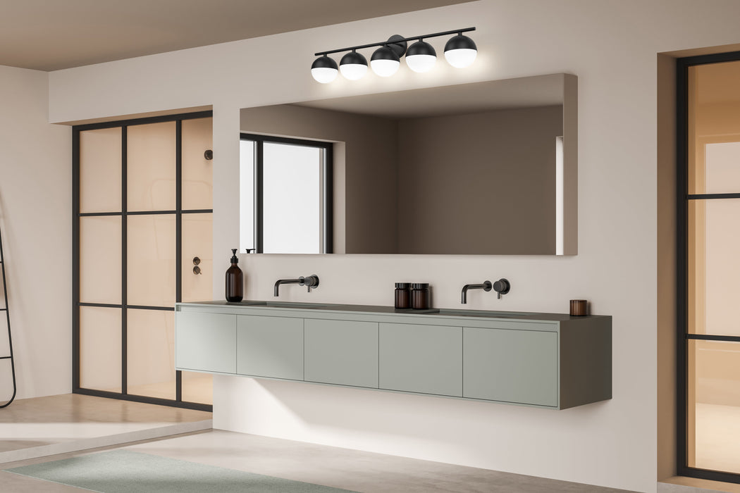 Vanity Z-Lite 7517-5V-MB Matte Black Realm Sphere 5 Light Vanity Z-Lite