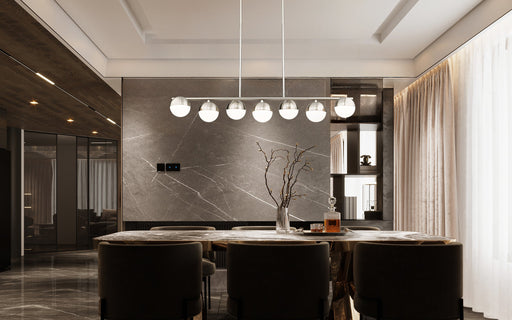 Linear Chandelier Z-Lite 7517-7L-BN Brushed Nickel Realm Sphere 7 Light Linear Chandelier Z-Lite