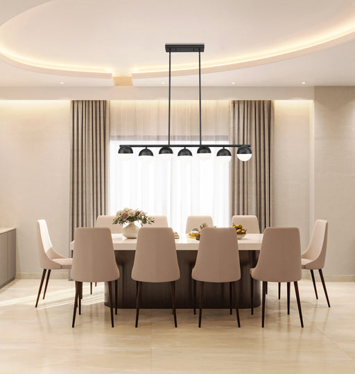 Linear Chandelier Z-Lite 7517-7L-MB Matte Black Realm Sphere 7 Light Linear Chandelier Z-Lite