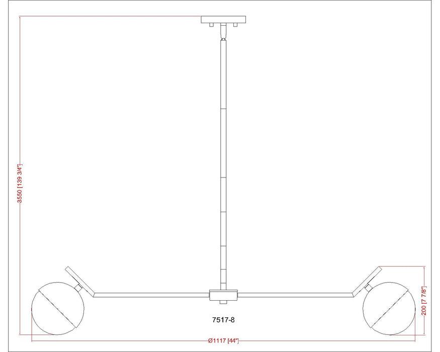 Chandelier Z-Lite 7517-8BN Brushed Nickel Realm Sphere 8 Light Chandelier Z-Lite