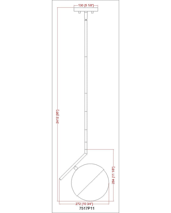 Pendant Z-Lite 7517P11-BN Brushed Nickel Realm Sphere 1 Light Pendant Z-Lite