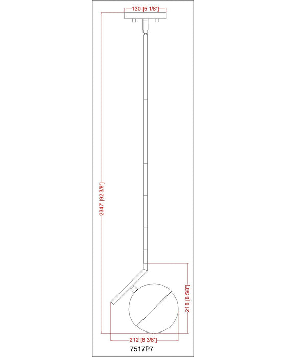 Pendant Z-Lite 7517P7-MB Matte Black Realm Sphere 1 Light Pendant Z-Lite