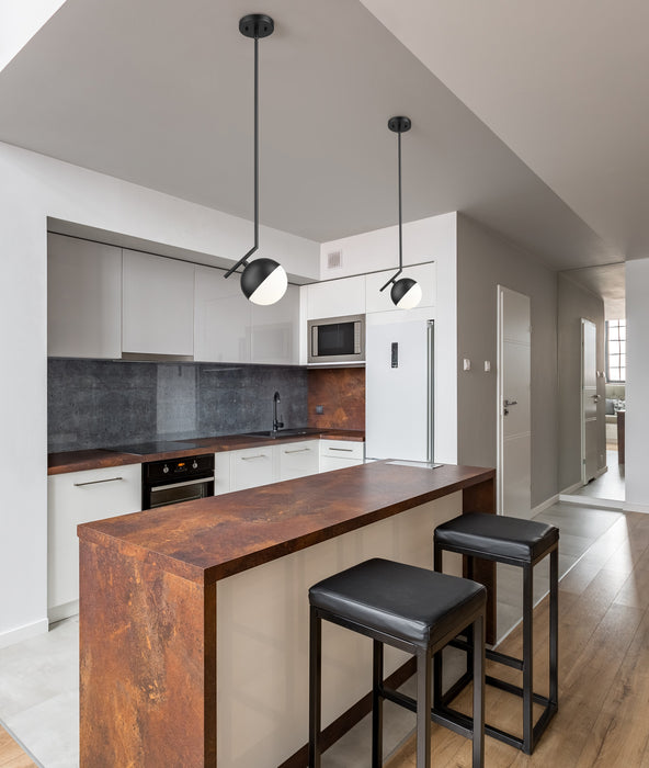 Pendant Z-Lite 7517P7-MB Matte Black Realm Sphere 1 Light Pendant Z-Lite