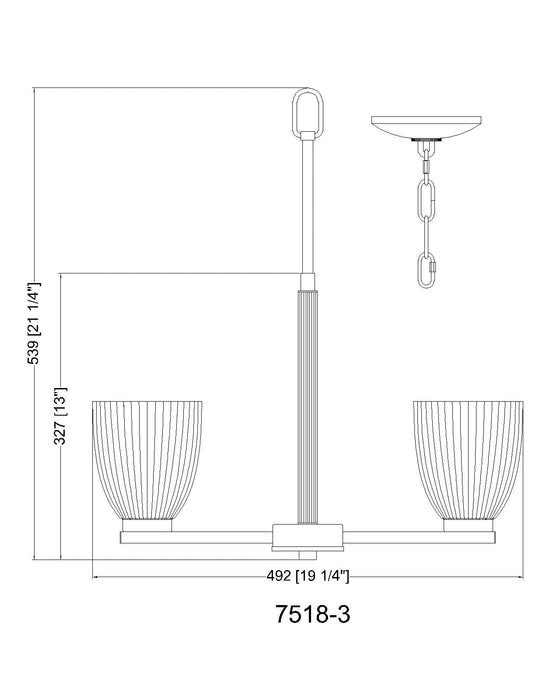Chandelier Z-Lite 7518-3MB Matte Black Naya 3 Light Chandelier Z-Lite