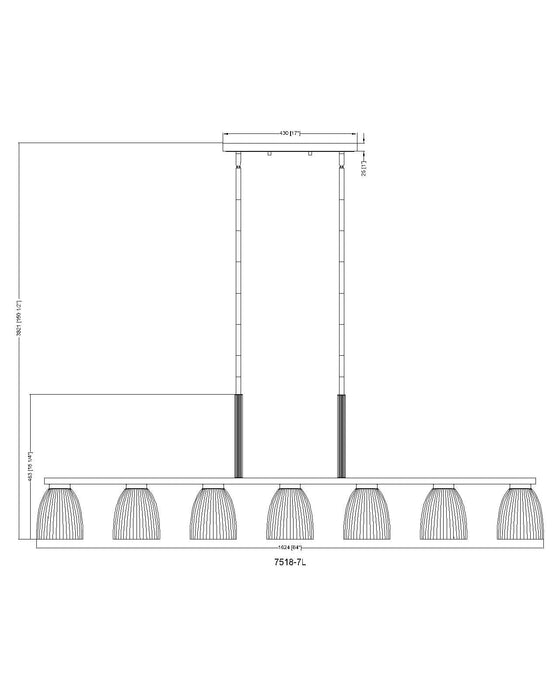Linear Chandelier Z-Lite 7518-7L-MGLD Modern Gold Naya 7 Light Linear Chandelier Z-Lite
