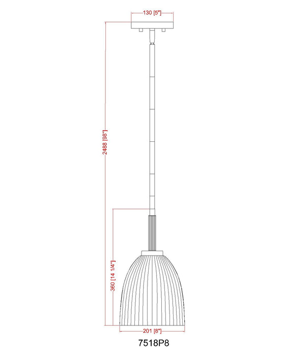 Pendant Z-Lite 7518P8-MGLD Modern Gold Naya 1 Light Pendant Z-Lite