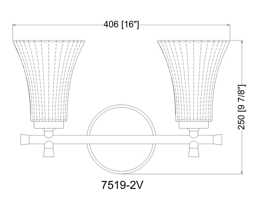 Vanity Z-Lite 7519-2V-MB Matte Black Belle 2 Light Vanity Z-Lite