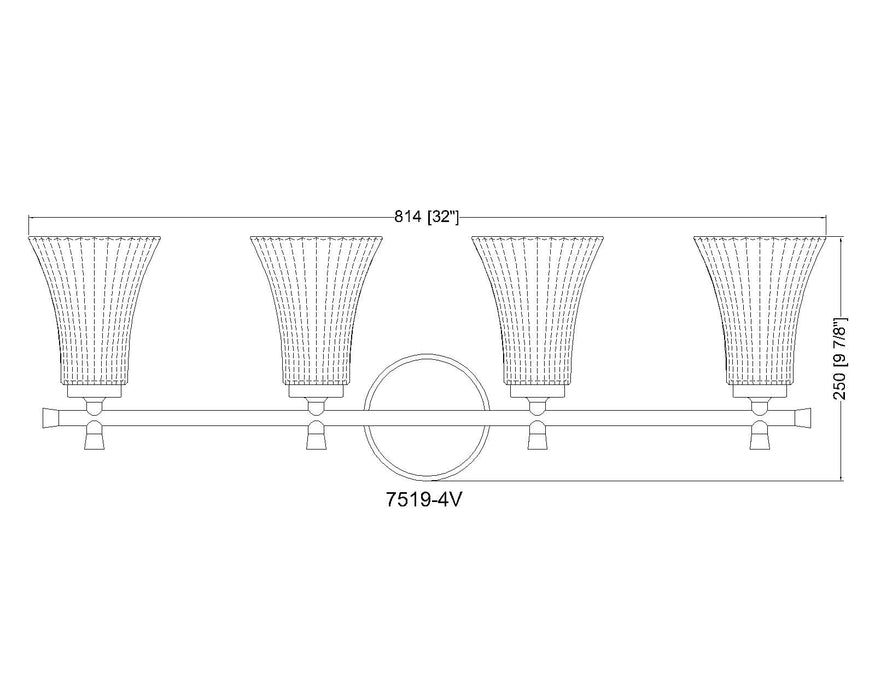 Vanity Z-Lite 7519-4V-BN Brushed Nickel Belle 4 Light Vanity Z-Lite