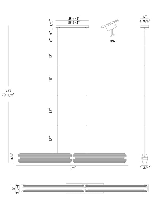 Eurofase 50057-023 Neoness 67" Weathered Brass LED Chandelier