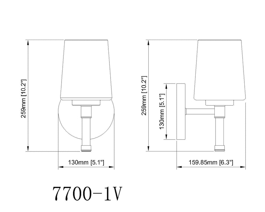 Vanity Z-Lite 7700-1V-MB Matte Black Henri 1 Light Vanity Z-Lite
