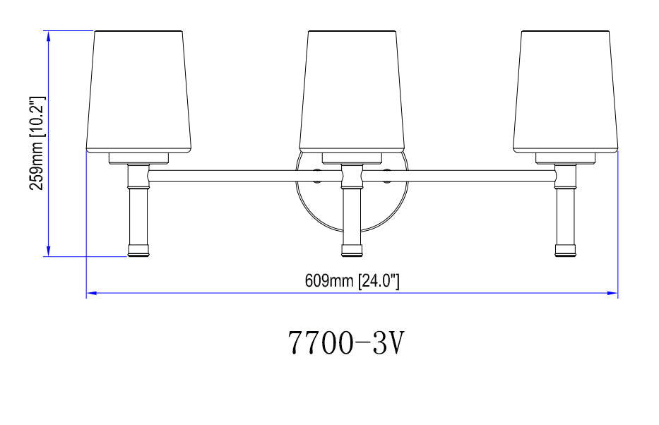 Vanity Z-Lite 7700-3V-MB Matte Black Henri 3 Light Vanity Z-Lite