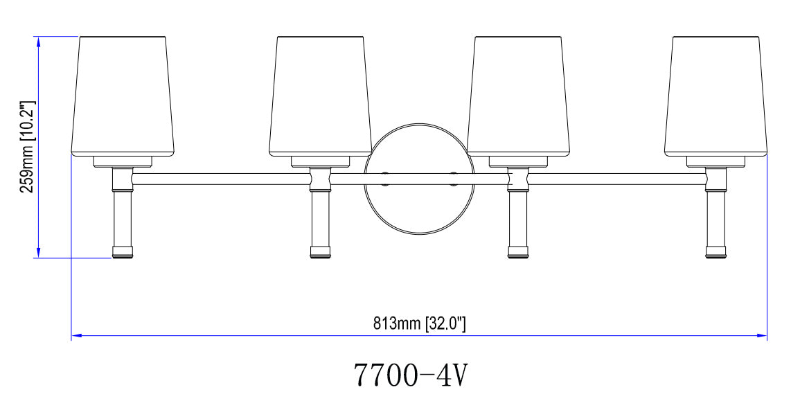 Vanity Z-Lite 7700-4V-MB Matte Black Henri 4 Light Vanity Z-Lite