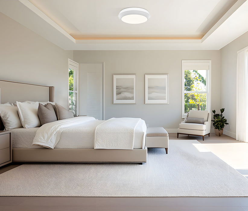 Flush Mount Z-Lite 7701F16-MW-LED Matte White Quasars 1 Light Flush Mount Z-Lite