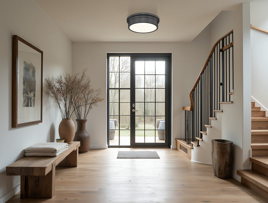 Flush Mount Z-Lite 7702F16-MB-LED Matte Black Bentley 1 Light Flush Mount Z-Lite