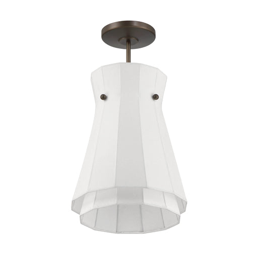 Convertible Pendant Thesis 207792A Bryony 12 inch 1 light Forged Bronze Convertible Pendant with White Synthetic Silk Shade THESIS