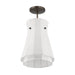 Convertible Pendant Thesis 207792A Bryony 12 inch 1 light Forged Bronze Convertible Pendant with White Synthetic Silk Shade THESIS