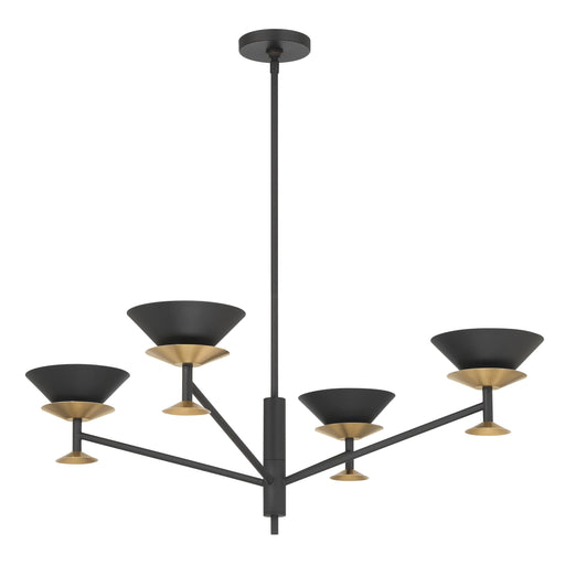 Chandelier Thesis 207316A Tremolo 36 inch 4 light Textured Black and Champagne Gold Chandelier THESIS